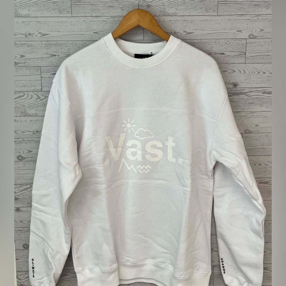 Vast Life Men's Large Color Block Crewneck Sweatshirt VAST Logo White
